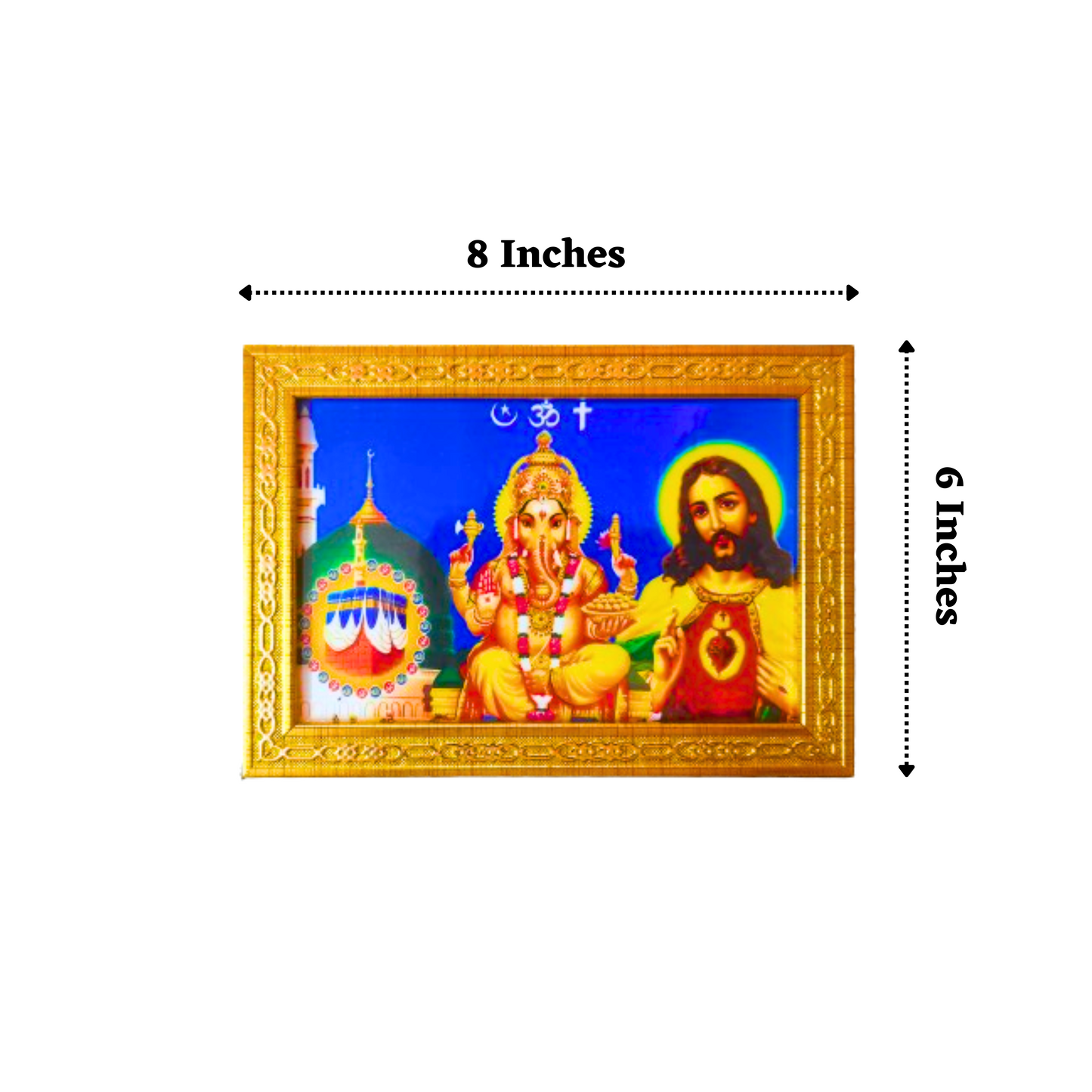 Three Gods Glassy Finish Photo Frame - Hindu,Muslim,Christian