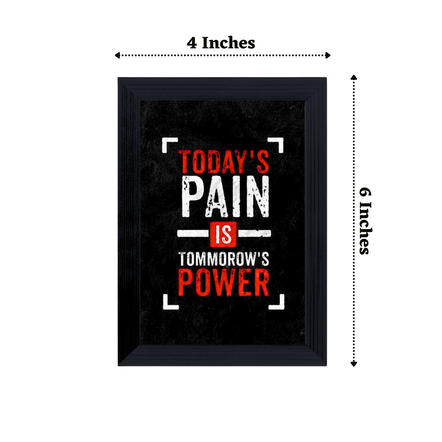 "Today's Pain is Tomorrow's Power" 4x6 Inches Matte Finish Inspirational Quote Table Top Photo Frame