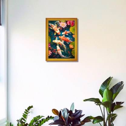 "Vastu Koi Fish Painting" 8x12 Inches Matte Finish Photo Frame