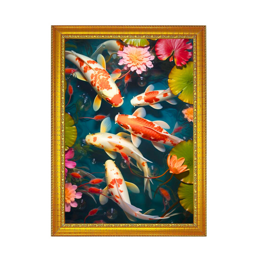 "Vastu Koi Fish Painting" 8x12 Inches Matte Finish Photo Frame